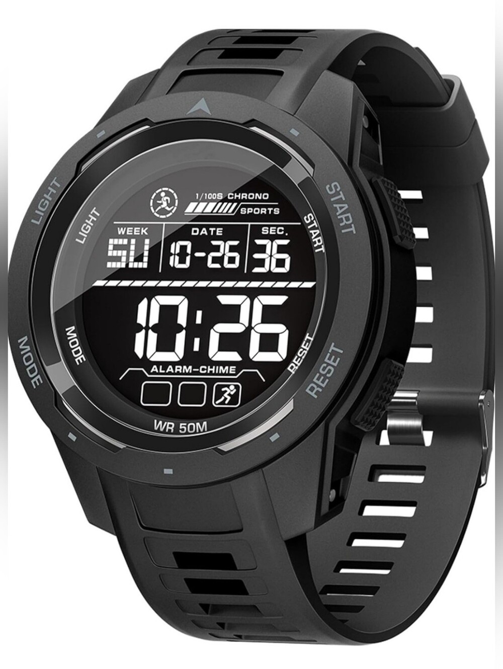 Dual Function Digital Sports Watch, Waterproof 5ATM, LED, Military Style